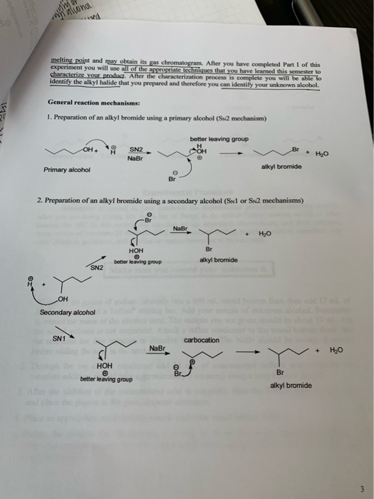 M watuono melting point and may obtain its gas chromatogram. After you have completed Part 1 of this experiment you will use
