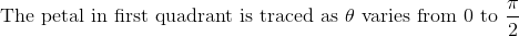 The petal in first quadrant is traced as varies from 0 to 2