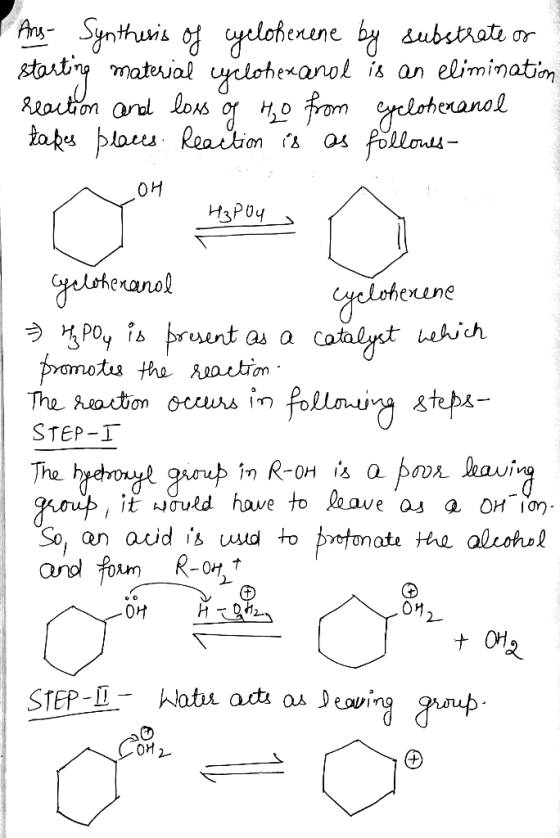 PSynthuis lohenene by dubstriate or oaty matial ylohexanol is an eliminatin Reaution anol los tapuplacs Reaition s o from rel