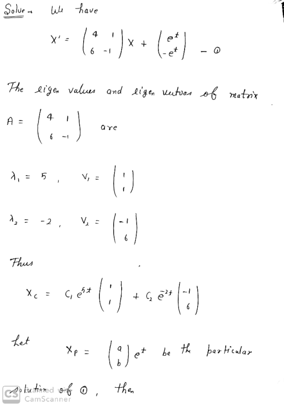 Solue whave 4. 6 The Lige Vales and Lige, vutoaa efmatnr 4 A = are (:) - 2 Fhus 81.) C,e et he thparhcalar ox he CamScanner
