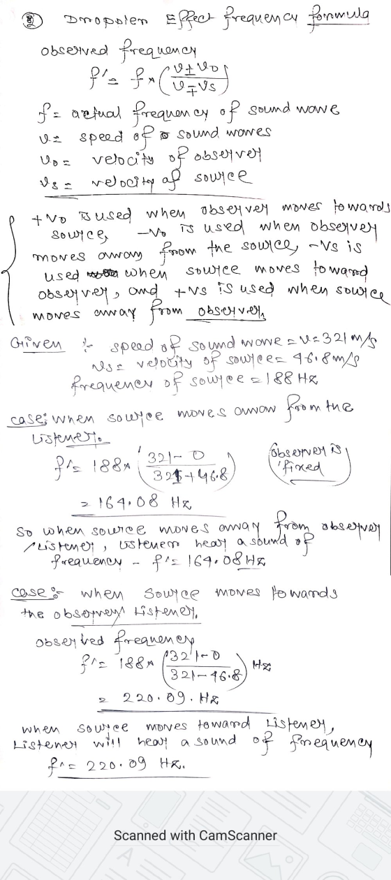 pia facile Vo= Dropoien Effect frequency formu mula observed frequeno rency • Valo VIUS f = aetual frequency of sound wowe ve
