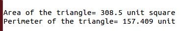 Area of the triangle- 308.5 unit square Perineter of the triangle- 157.409 unit