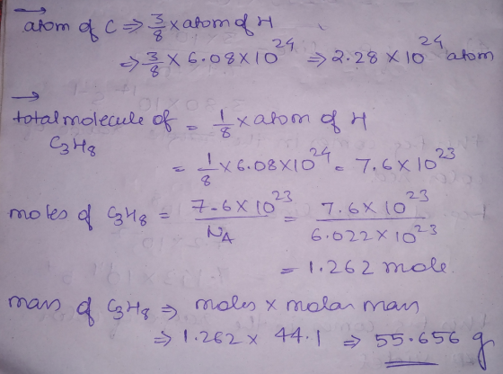 ho alom of c 3 x atom of 3 x 6.08x102 2.28x102 atom total molecule of Ixalom of H Hg JX6.08X104.7.6 X 1023 motes of G 48 - 7.