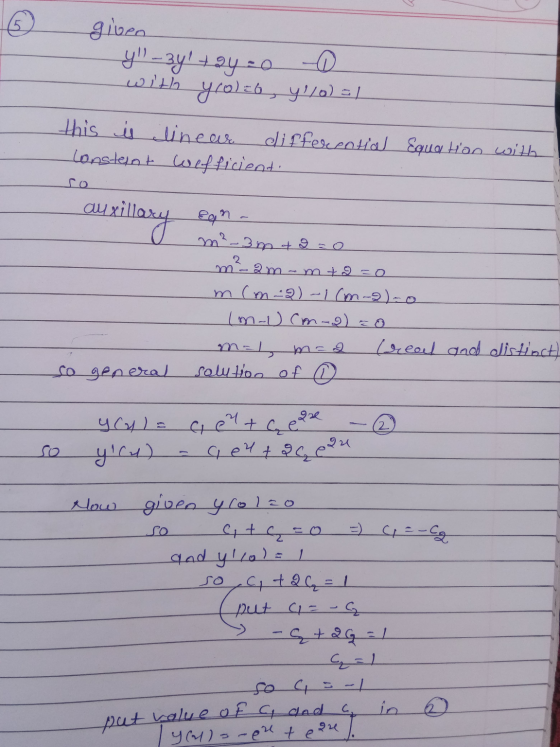 given yl-3y tayoo - with yool=b, y )=1 this is linear differential Equal Hon with Consteint Wefficient. Го auxillary ean - m