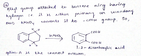 (16 to Alkyl group attached hydrogen ie. either paimary it is benzene ring having secondary - cocit group. So, une converts i