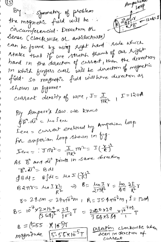Annel Amp Lose 1208= States hand By Symmetry of problem the magnenic field will be circumferencial Directwa dos te dense C cl