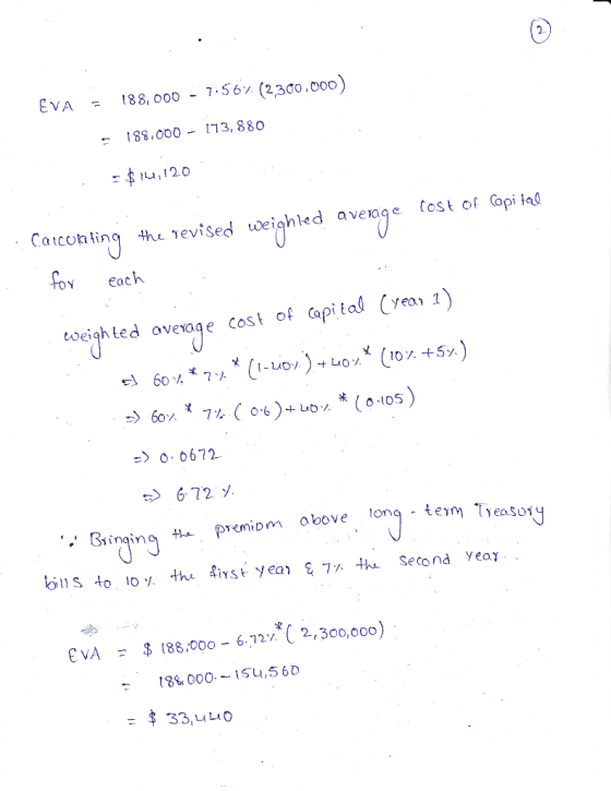 188, o0o 7.56% (2,300,000) EVA 188,000113, 880 Cost of Capi tao Carconting the revised eighled avege for each Cost of capital