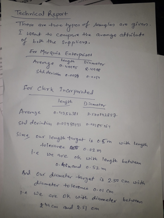 Technical Report fAamp les are given There are two the arerage attribute Compan o both the Spplien Fa Marquis En terpsses Len
