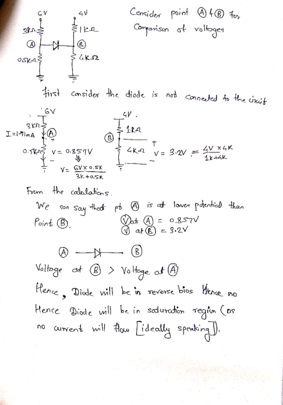 GV 4V Censicer point ④ 4 ® for Comparison of voltages 3ks Zika @ HH® Oskar & ako consider the diode is not connected to the c