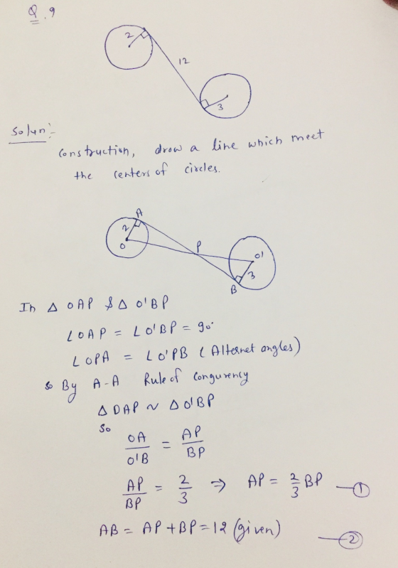 8.9 12 Solunt Construction, drow a line which meet renters of circles. the A a 3 B In A OAP SO OBP LOAP = LOBP = go LOPA LO