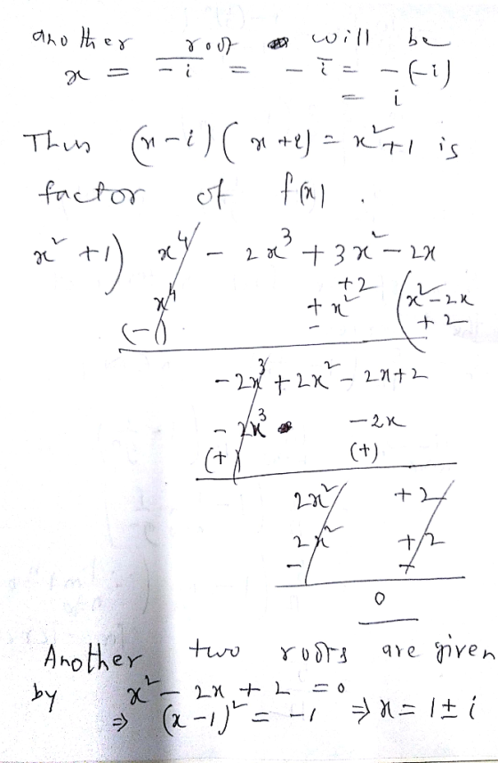 . another h = rood = will be - Te-fill = . This (n-i) (x + 2) = Rti is factor of fai . x +1) хY - 20² + 3x - 2x -2x + 2x– 24+