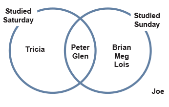 Studied Saturday Studied Sunday Peter Glen Brian Meg Lois Tricia Joe