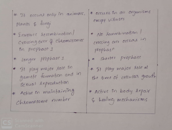 * occurs in all organisms except Viruses * It occurs only in animals, plants & fongi * Involves recombination ) Crossing over