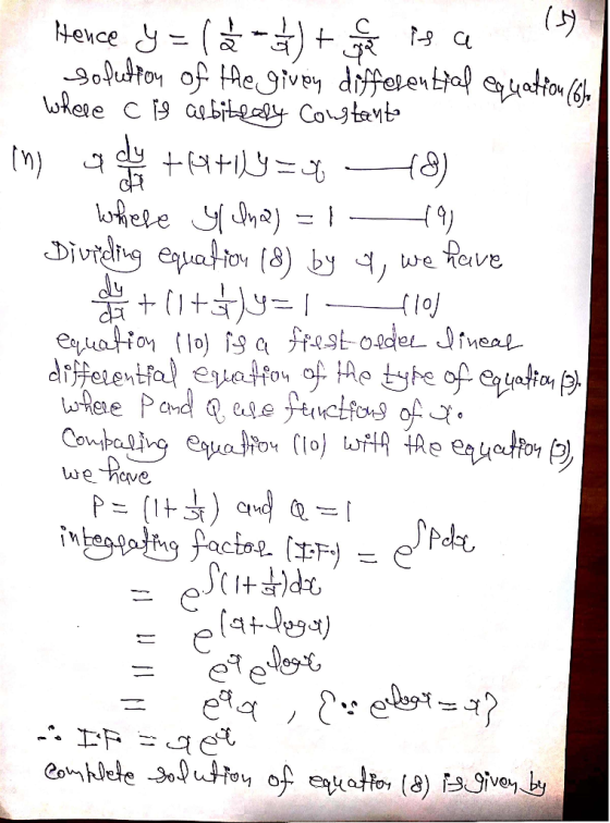 Hence y=( 6 - 12 tu is a (1) solution of the given differential equation (of where c 13 árbitroly Coustento in adly +BX+ILY=4