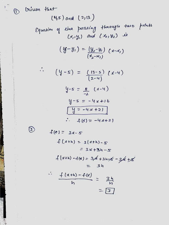 criven that (45) and (2,13 ) Equation of eine passing through two points (x,y) and (>2, G₂) il (9-4) = (4,-4) (x-4) (2-*,) 1