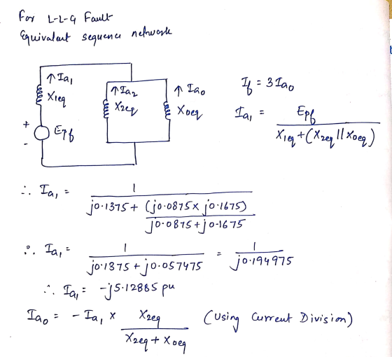 For L-2-4 Fault equivalent sequence network q Ial [near Alao е Хя If = 3100 & Xzeq Xoeq Ini = Epf End Tight Care 1 tong) .. T