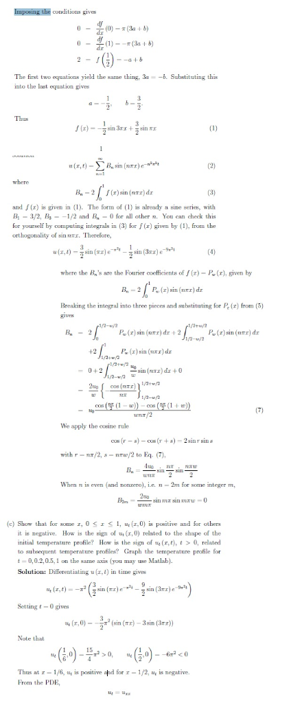 0)(a+ b) 0Bab) i) The first two y into the last equation gives equations yield the same thing. Subutituting th Thus where Bn-