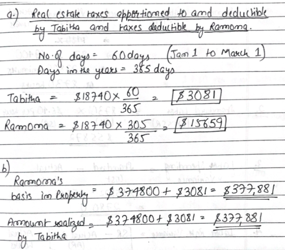 - 9.) Real estate taxes e portioned to and deductible bu Tabithe and Faxes deductible_by_Ramong. No of days = 60 days (Jam 1