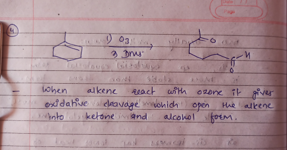 Page O 03!! J & Dry C G 45. On odot When alkene react with ozone it oxidative al cleavage which open the Ninto ol, ketone in