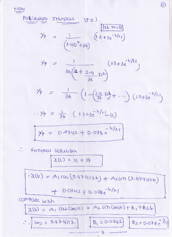 Now Patigular Integral (P.I) [let m=D Yp = I (1.3 +36 1/1) (2.40°+38) Xp = (1.3 + 3etlll -6/ (1.3+3e 381+ 2.4 (-3 và 4) + - (