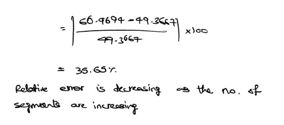 166.9694-49-36677 xloo 49.3667 = 35.6SY Relative emer is decreasing segments are increasing as the no. of