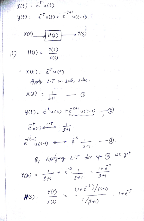 tele - S+ y(t): etu (t) ナét+)ult-,) StI 了 Je set- t) S+ 3 +I (sti) x(S)