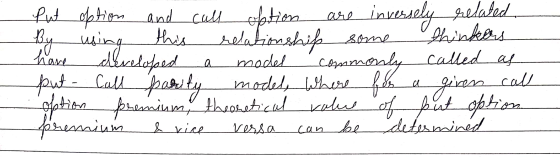put option and call option are inversely related By using this relationship some thinkers have developed a model commonly cal