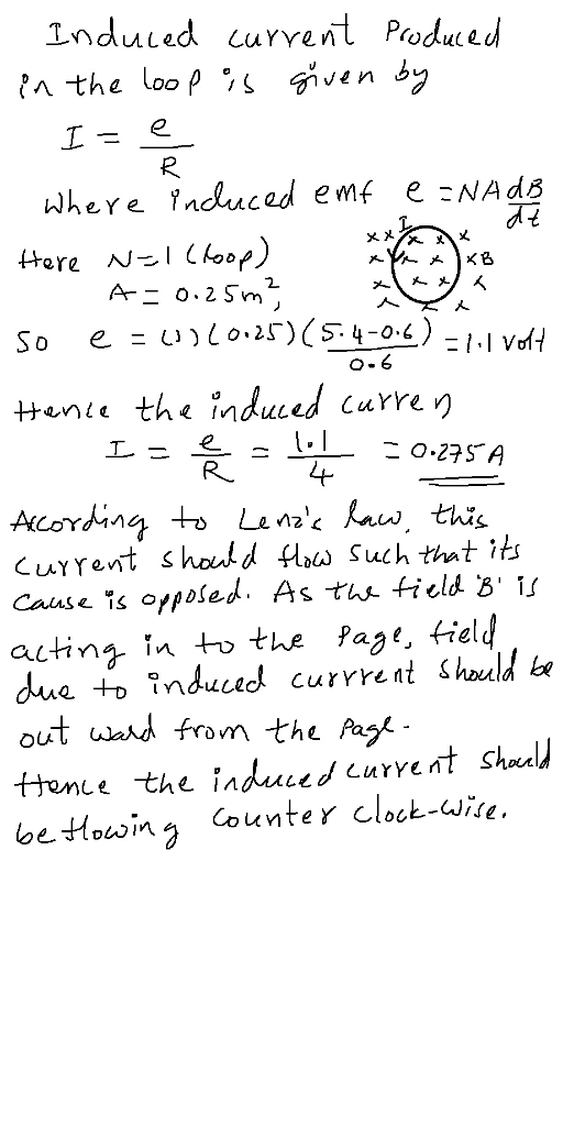 Induced current Poduced e. autin^ in to the Paye, field dua + Tnduved current Shld k out wand from the Ayr oe Howin ounter cl