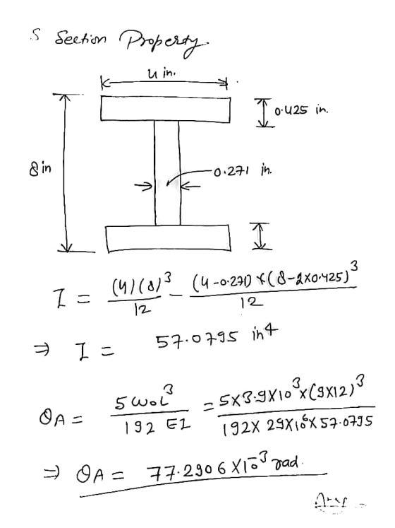 s Section Property u in. 0.425 in. 0.271 in. > to 1 = (476813 (4-0-230 *(8-8X0-425)3 7 = SAIZ ol- 2 SC L I= 57.0795 int swol