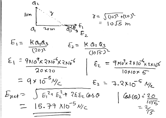 lom 8= 5(1032 +(2032 = 1055 m a, 20m- E, (105572 X 2X16 Eie K2,83 Ez = 1 02 03 (2012 E, = 9+10**2*10*x24106 l Ez = 9410* 2 x