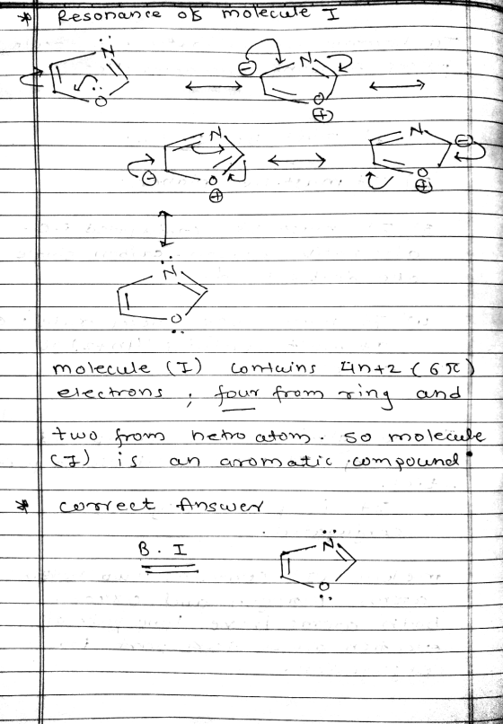 MORE Resonance of molecute I Tal Ź molecule (I) electrons contains four from ant2(60) ring uma ring and two from hetro cetom