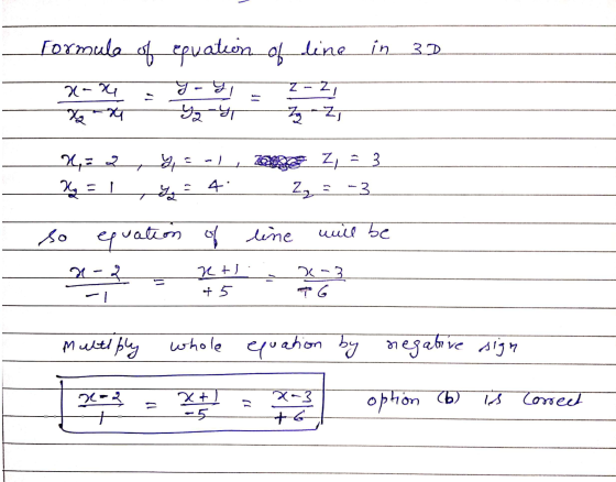 Formula of equation in line of 3D Z-21 7-14 tat T घा घर-ग yang 2,3 2 yys Z Z = 3 22 = -3 M = 4. so equation of line will be x