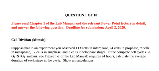 QUESTION 1 OF 10 Please read Chapter 1 of the Lab Manual and the relevant Power Point lecture in detail, and answer the follo