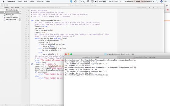 《 Terminal Shell Edit View Window Help g (D < > [N-))) 95% E a. Sat 10 Dec 01:11 ANANDA KUMAR THUMMAPUDI a E You Currently Op