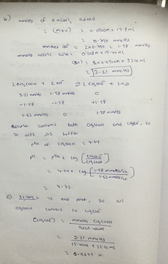 mmoles of Bacon, added 2 (mxu) 2 0-05oom x 15.8ml 2 0-790 mmoles. mmoles of a 2x0-790 2 1-58 mmoles. mnoles acene acda 0-208