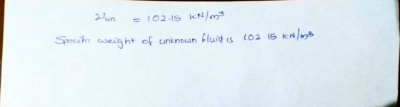 以 pocih eseght of unknean flu is 102 S kN