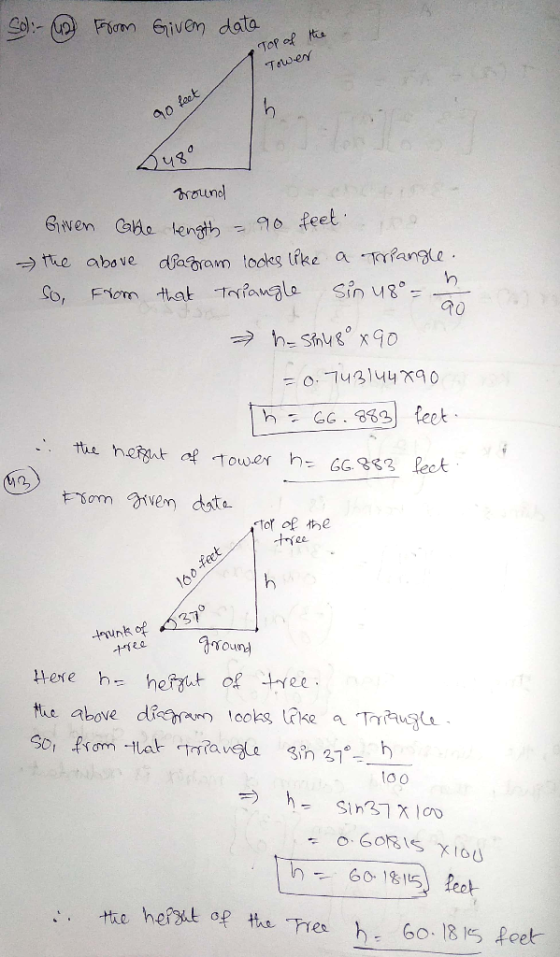 From Given date the Top of Tower 90 feet Q480 n fround Given able length - 90 feet te - the above diagram looks like a Triang