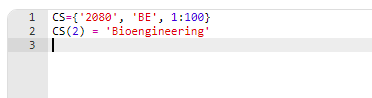 1 2 CS={ 2080, BE, 1:100} CS(2) = Bioengineering 3