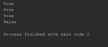 False Process finished with exit code 0