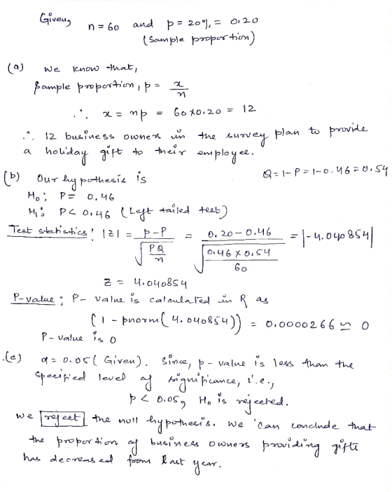 veu, and 0, 20 p=20. = Son ple n 60 We know -hMat 거 a houda HP 046 P-value ,so a丿 Veu w e Lenclnde tiat-