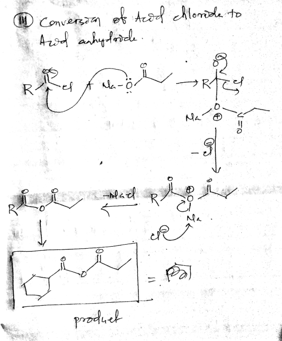 Conversion of Ardd chloride to Anod anhydride. Kes A ala-o i hael Riley .. product