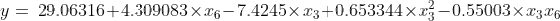 y29.06316+4.309083 x x6-7.4245x 3+0.653344 x -0.55003 x 3 Ie