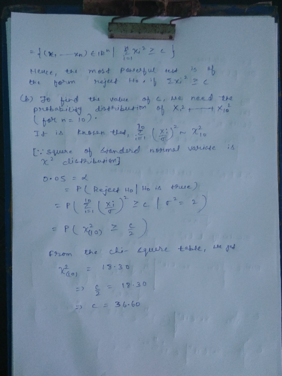 It is knopen thad, IO f (x un ElkI niz y iz Hence, the most powerful test is of a the form rejeet Housb Exi2zc (6) To find t