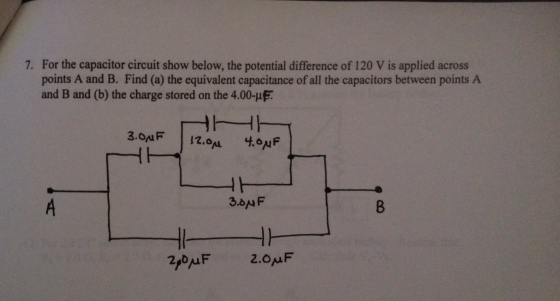 For the capacitor circuit show below, the potentia