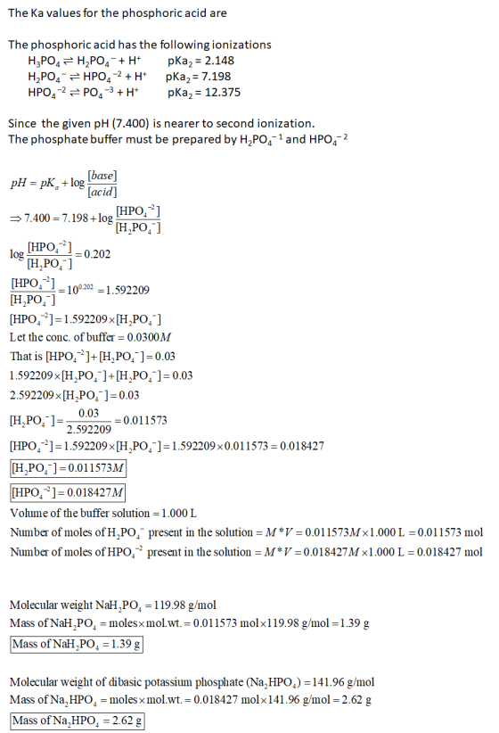 The Ka values for the phosphoric acid are The phosphoric acid has the following ionizations H3PO4 = H2PO4 + H+ pka2 = 2.148 H