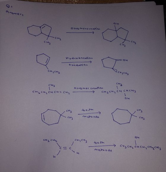 Answert osul mercuration си СА, сч, Hydroboration тім і ои asidation сиси сисиз си СИ си, сч, си си е сч, oogmer curation сма