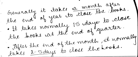 Generally it takes a month after the end of year to close the books. It takes normally 15 days to clove the books at the end