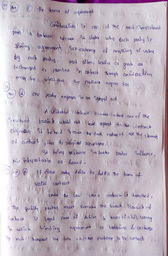 (1 Cony one A 6 the terms of agreement to all el s e Consideration in one of the most important pauts la contract becau et st