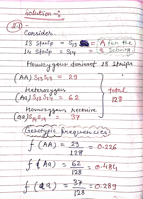 solution - Consideren 13 Stecip = 513 = & À for the 14 Strip = S14 = (a Solving Homozygous dominant 13 Strips AA) S13 S13 = 2