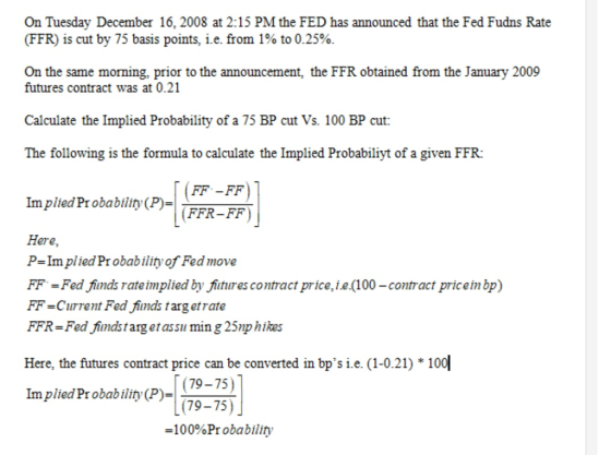 On Tuesday December 16, 2008 at 2:15 PM the FED has announced that the Fed Fudns Rate (FFR) is cut by 75 basis points, ie, fr